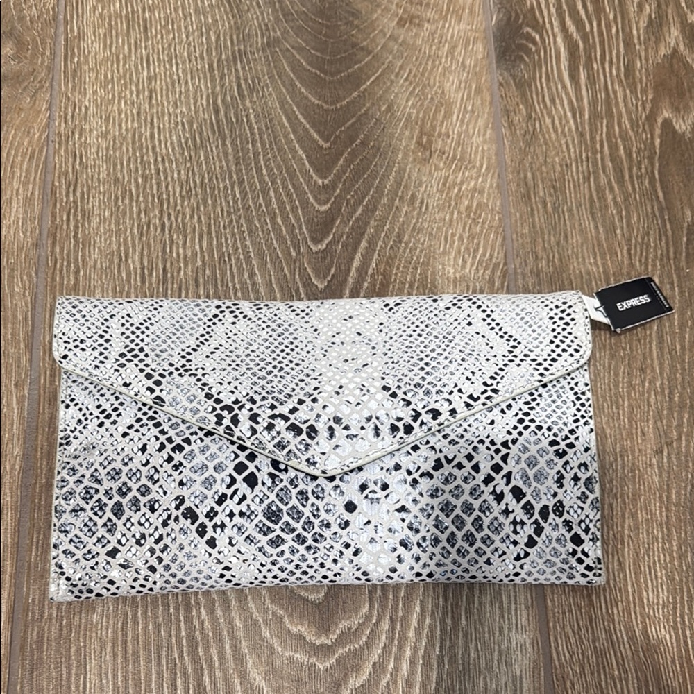 Brand new (with tags)Express Monochrome Snake Print Clutch